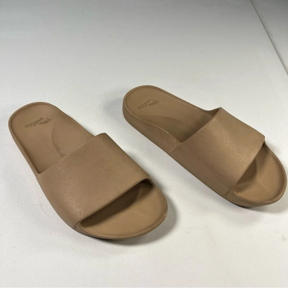 Archie's Arch Support Slide Sandals Tan Taupe Beige Nude Mens 8 Womens 9 - Picture 4 of 13